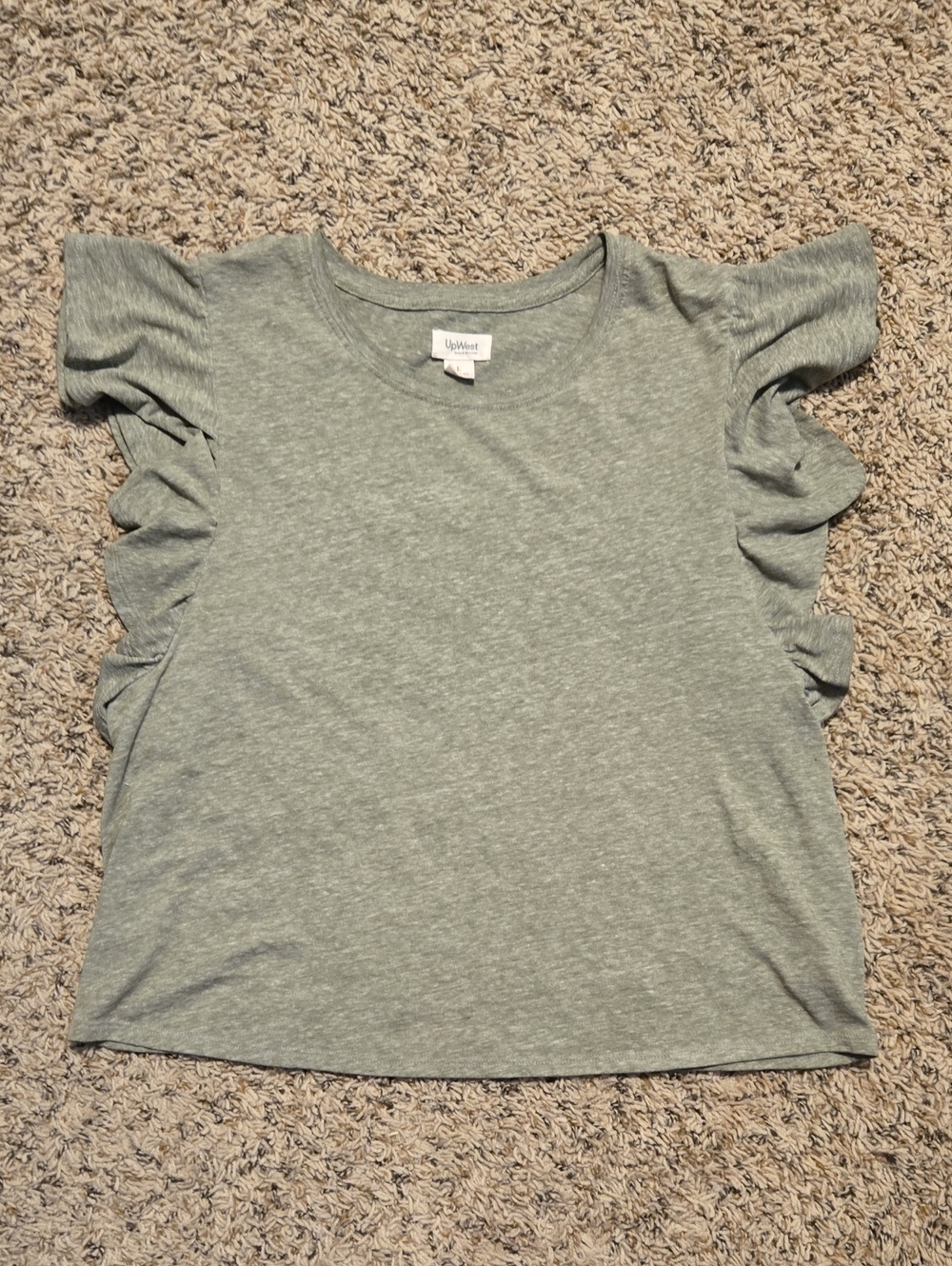 UpWest Ruffle Sleeve Tee in Sage